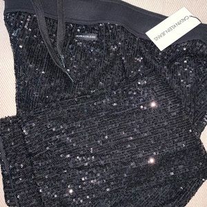 Calvin Klein Black Sequin Jogger Pant